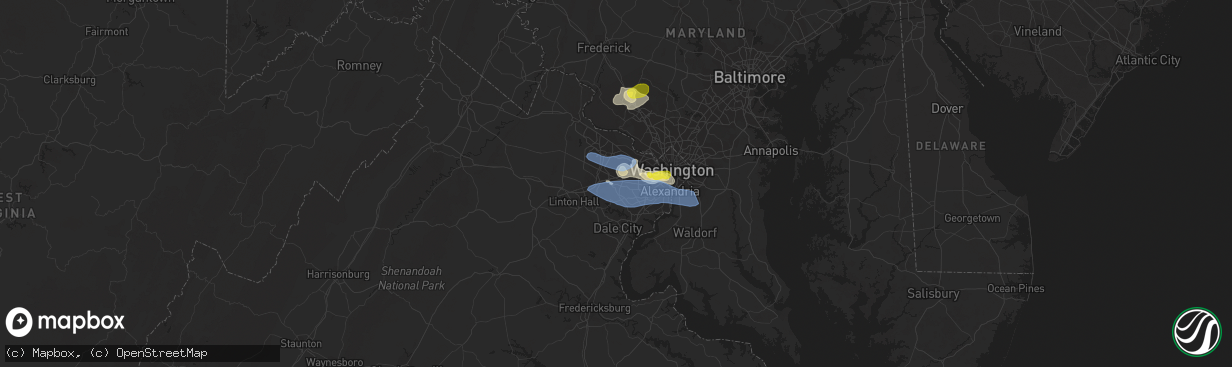 Hail map in Fairfax, VA on May 22, 2022