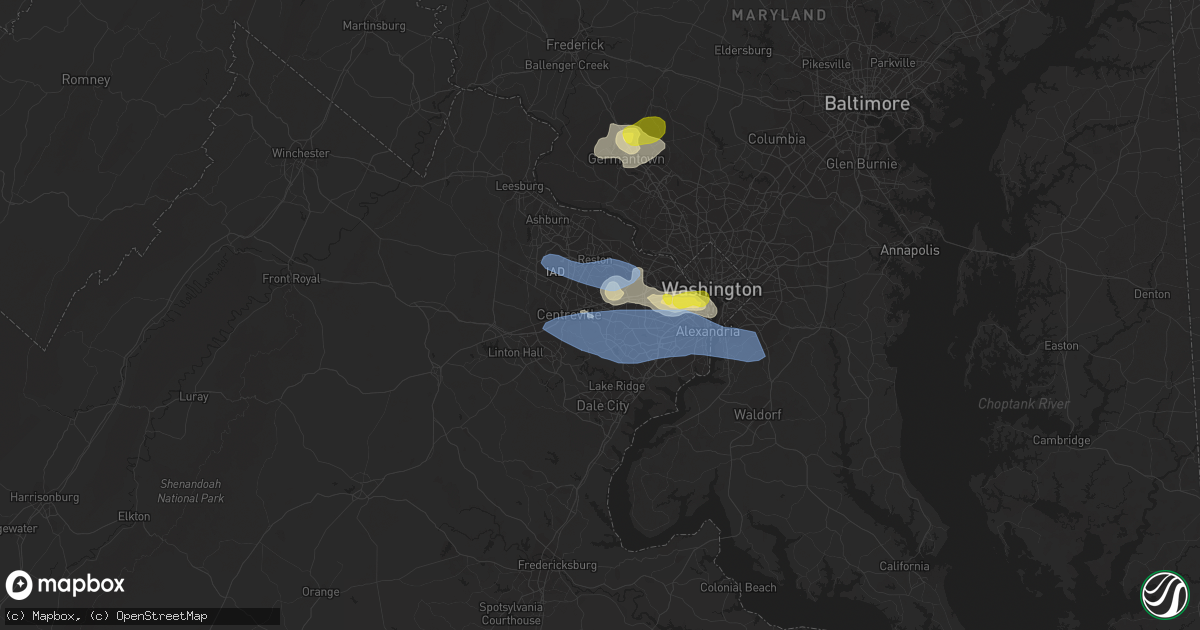 Hail map in Fairfax, VA on May 22, 2022