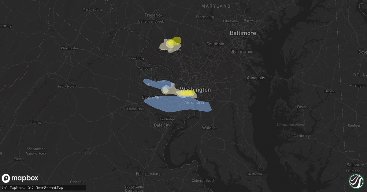 Hail map in Falls Church, VA on May 22, 2022