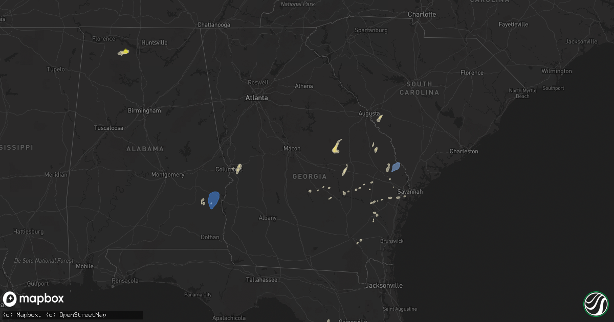 Hail map in Georgia on May 22, 2022