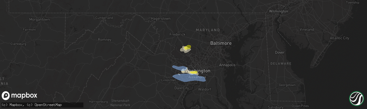 Hail map in Germantown, MD on May 22, 2022