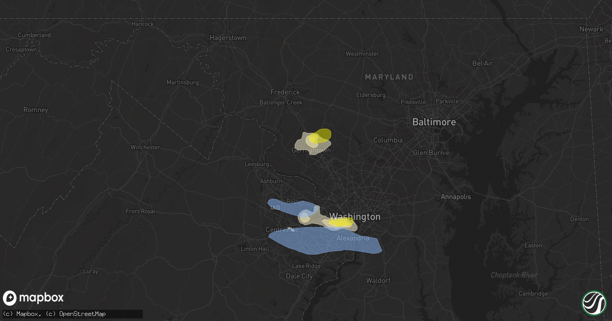 Hail map in Germantown, MD on May 22, 2022