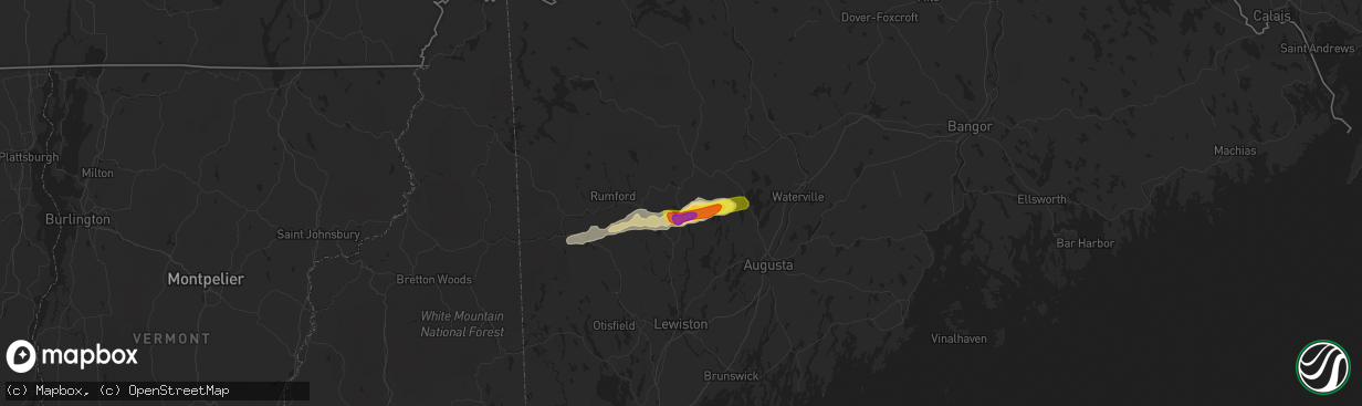 Hail map in Jay, ME on May 22, 2022