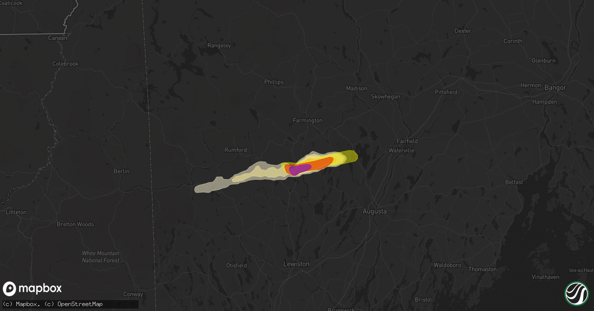Hail map in Jay, ME on May 22, 2022
