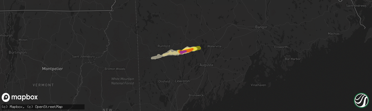 Hail map in Livermore Falls, ME on May 22, 2022