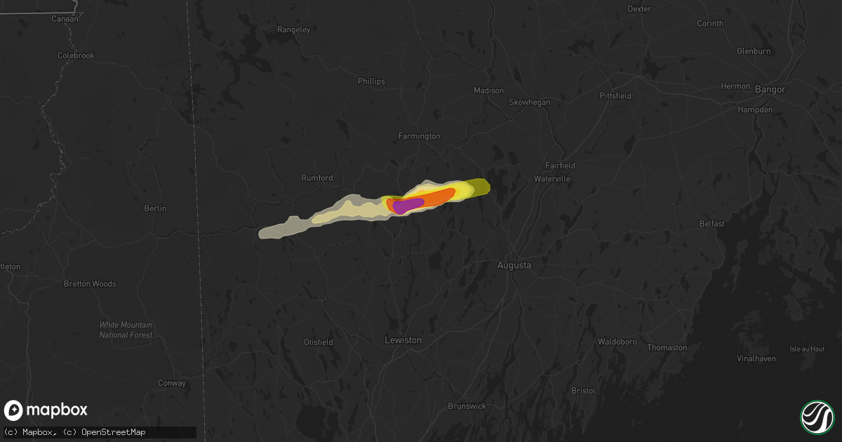 Hail map in Livermore Falls, ME on May 22, 2022