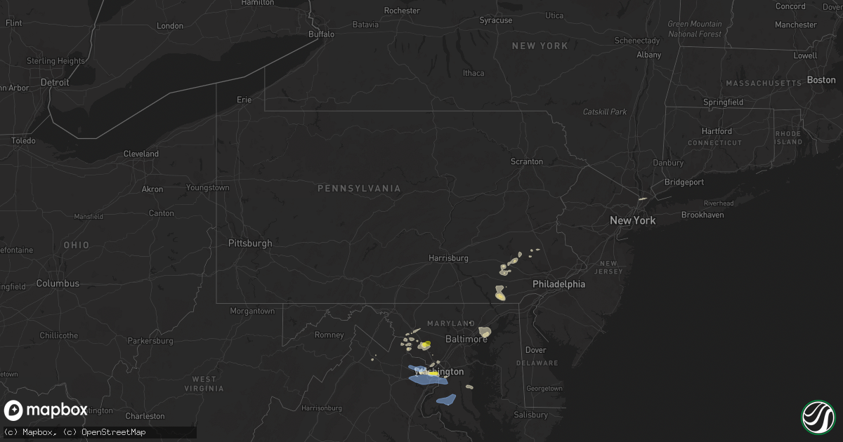Hail map in Pennsylvania on May 22, 2022
