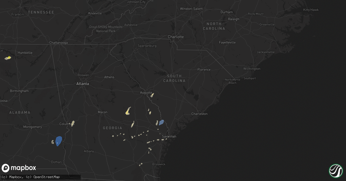 Hail map in South Carolina on May 22, 2022