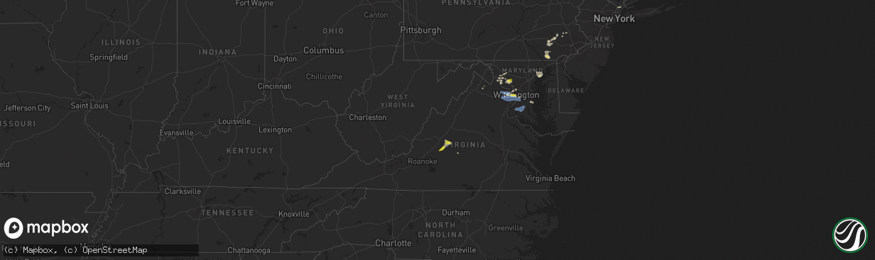 Hail map in Virginia on May 22, 2022