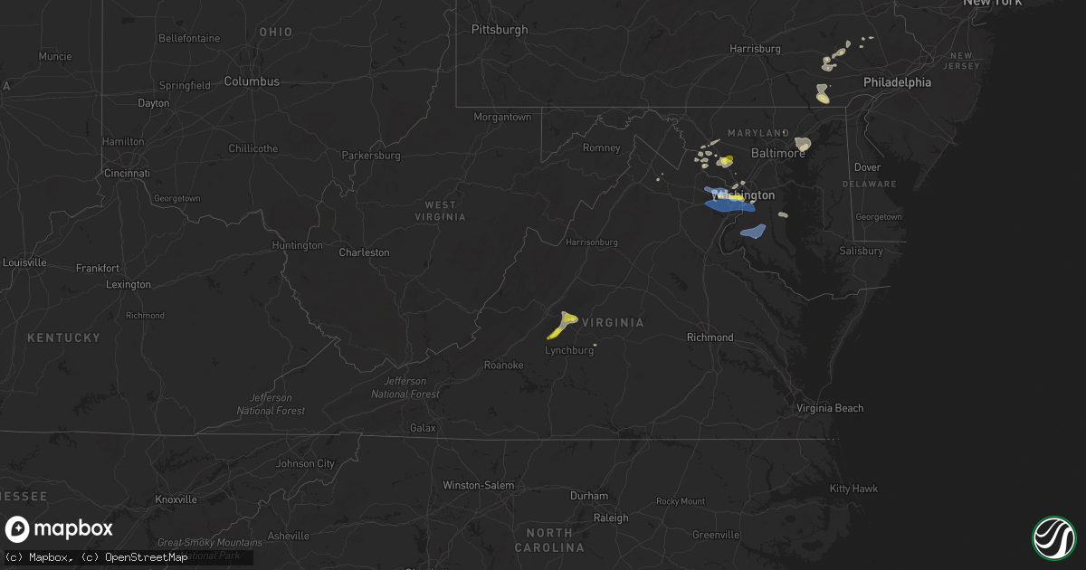 Hail map in Virginia on May 22, 2022