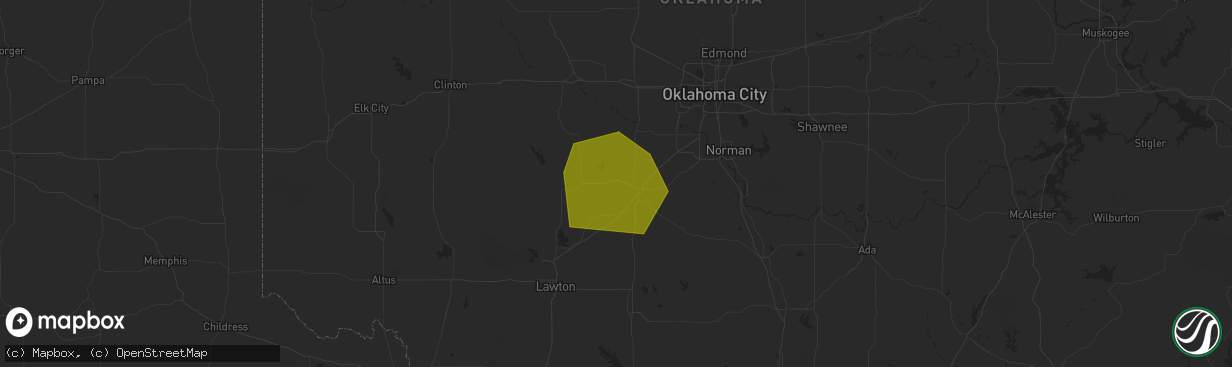 Hail map in Amber, OK on May 22, 2023