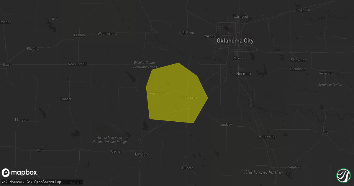 Hail map in Amber, OK on May 22, 2023