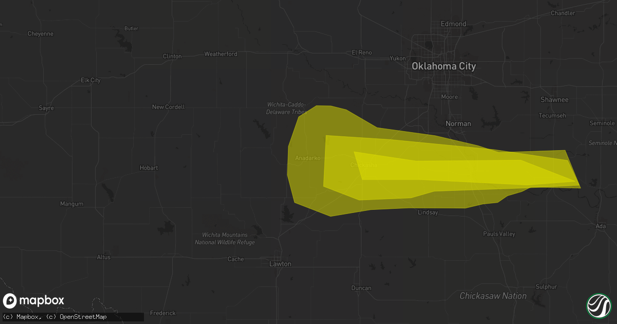 Hail map in Anadarko, OK on May 22, 2023