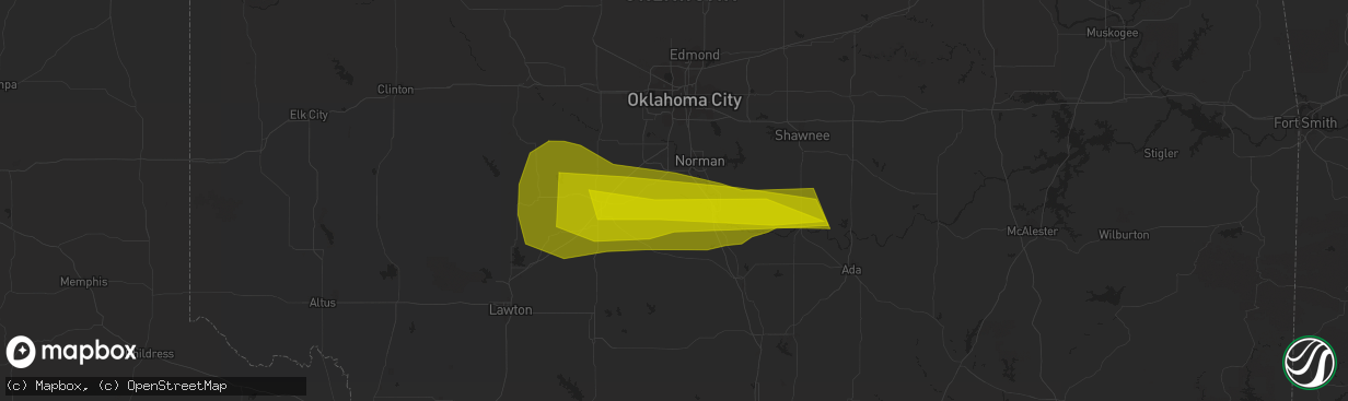 Hail map in Asher, OK on May 22, 2023