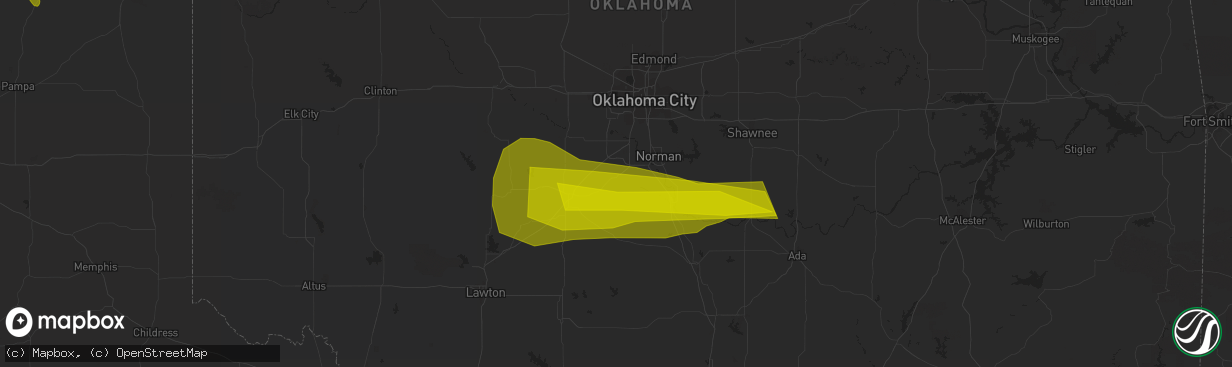 Hail map in Blanchard, OK on May 22, 2023