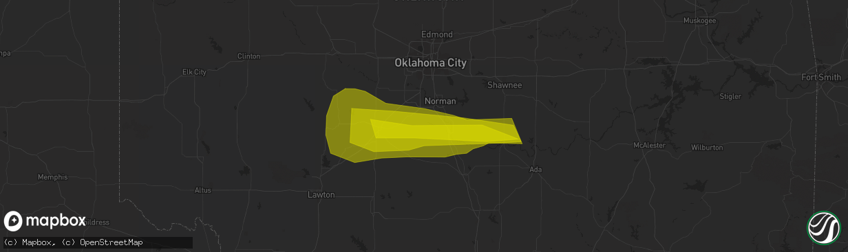 Hail map in Cement, OK on May 22, 2023