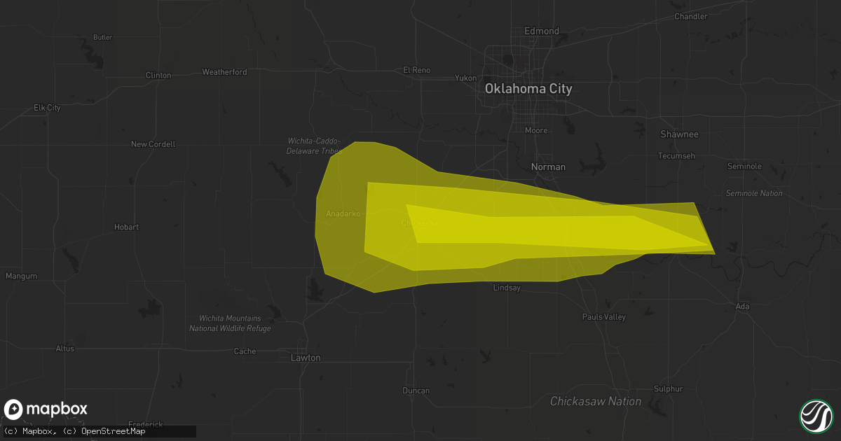 Hail map in Chickasha, OK on May 22, 2023