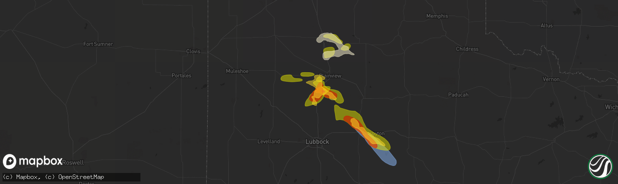 Hail map in Hale Center, TX on May 22, 2023