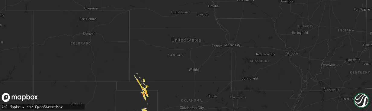 Hail map in Kansas on May 22, 2023