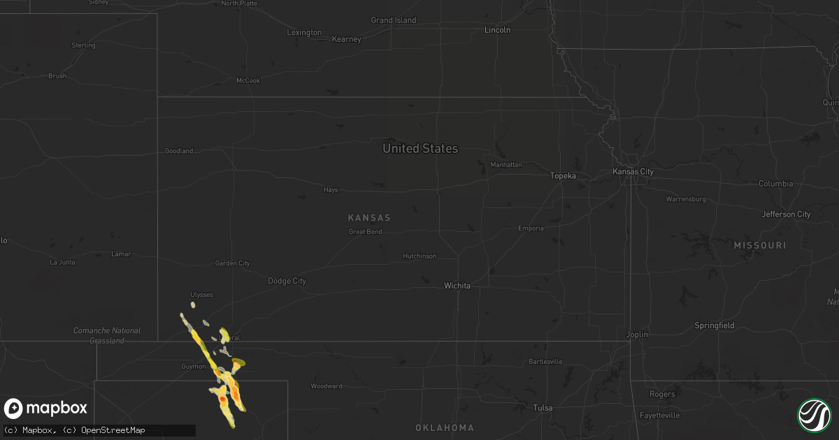 Hail map in Kansas on May 22, 2023