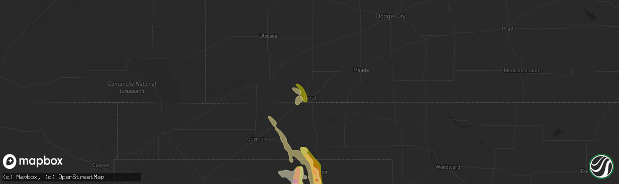 Hail map in Liberal, KS on May 22, 2023