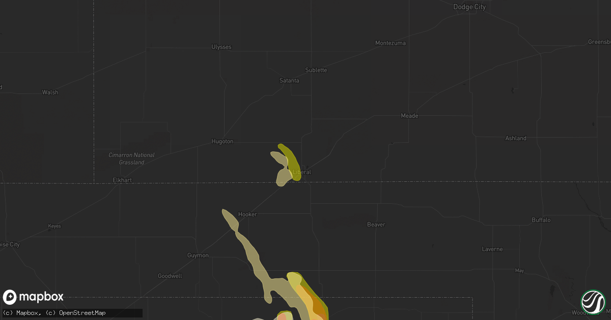 Hail map in Liberal, KS on May 22, 2023