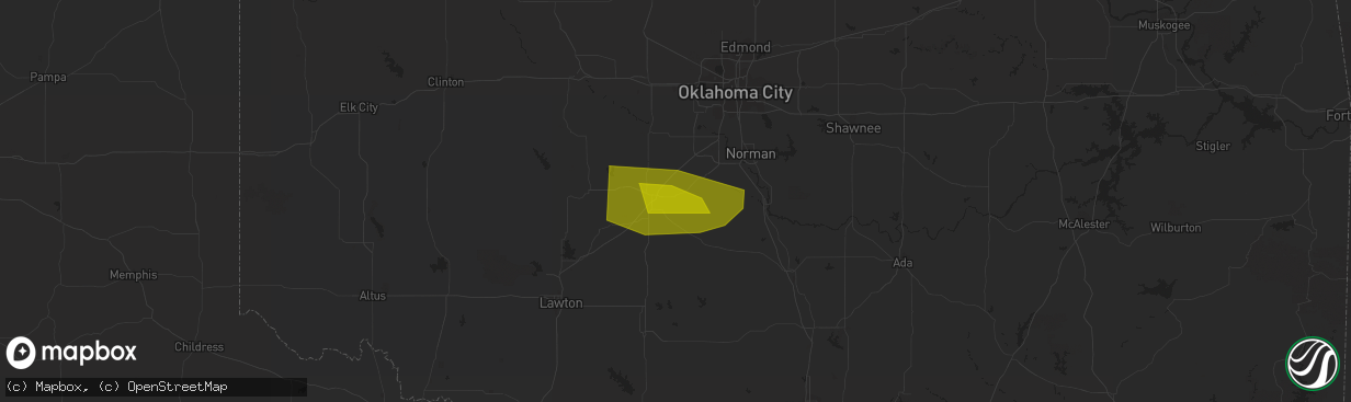 Hail map in Lindsay, OK on May 22, 2023