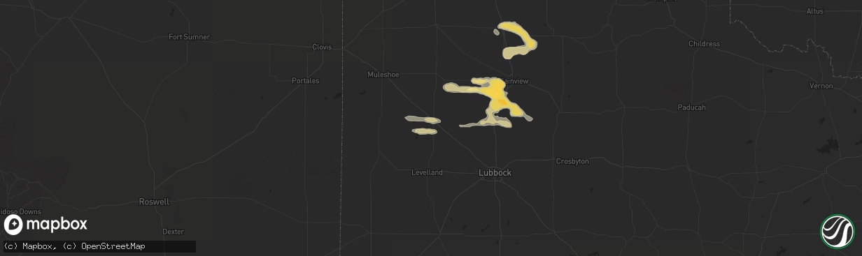 Hail map in Littlefield, TX on May 22, 2023