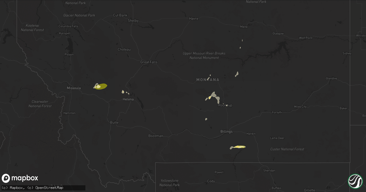 Hail map in Montana on May 22, 2023