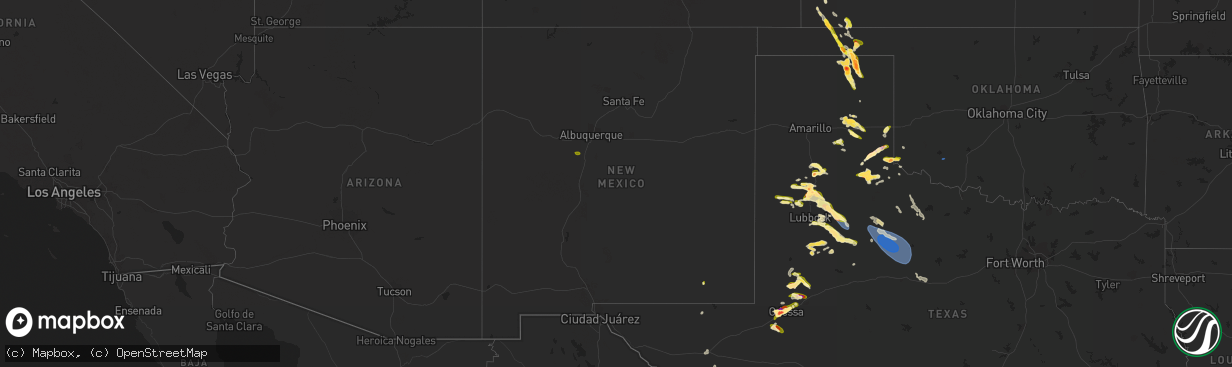 Hail map in New Mexico on May 22, 2023