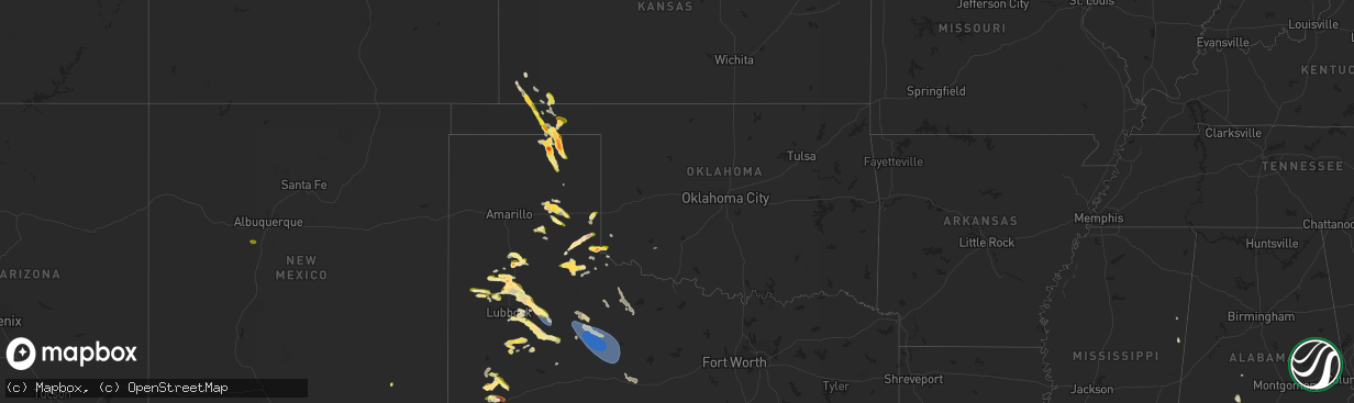 Hail map in Oklahoma on May 22, 2023