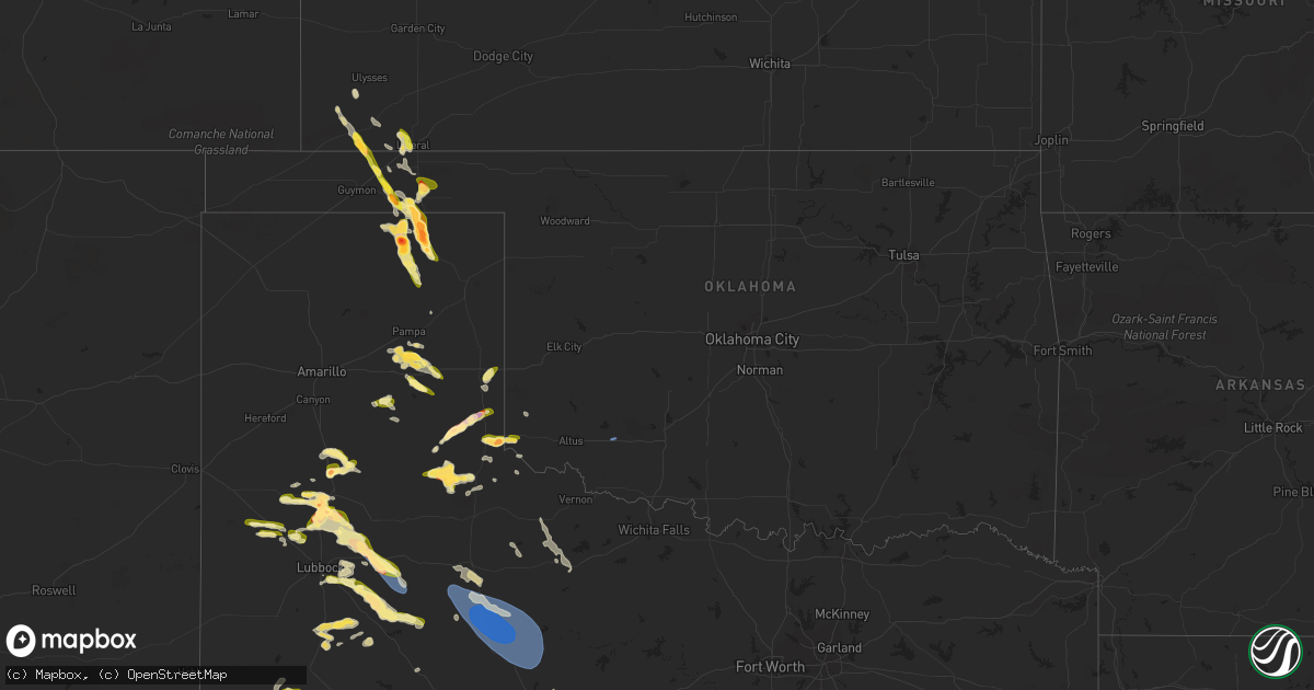 Hail map in Oklahoma on May 22, 2023