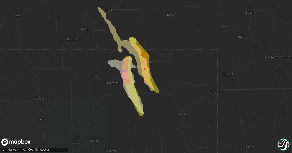 Hail map in Perryton, TX on May 22, 2023