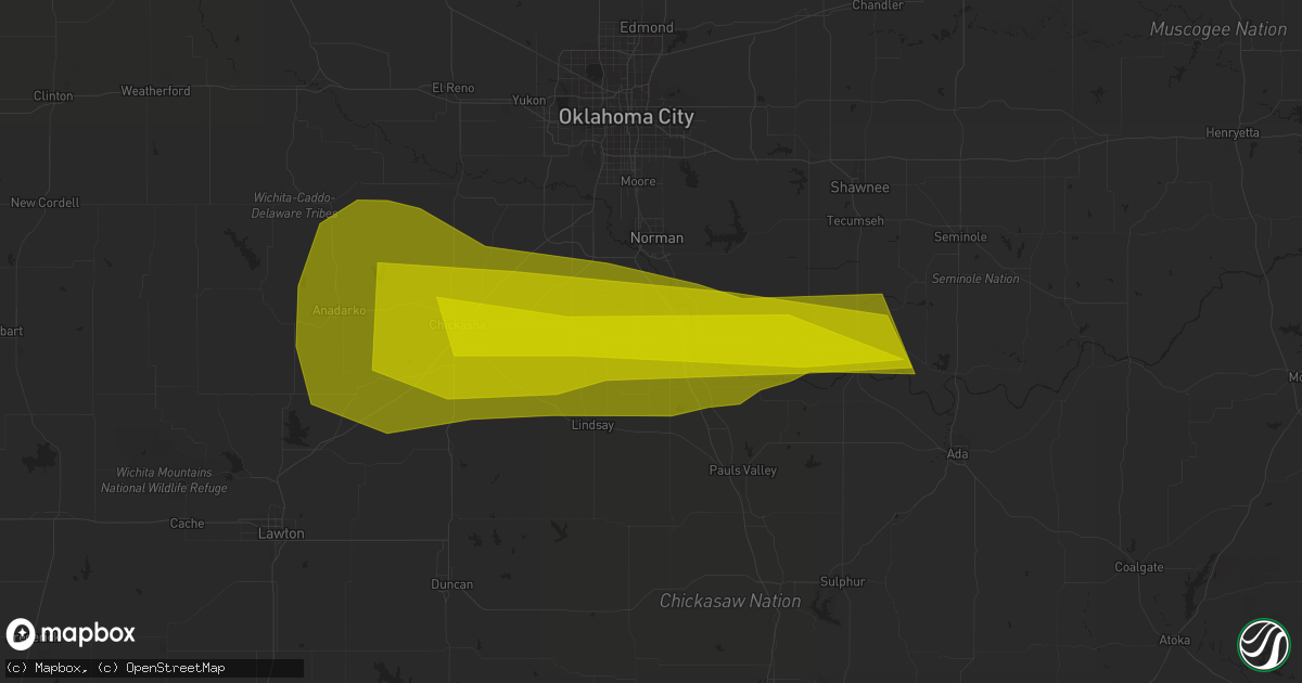 Hail map in Purcell, OK on May 22, 2023