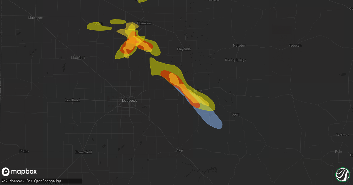 Hail map in Ralls, TX on May 22, 2023