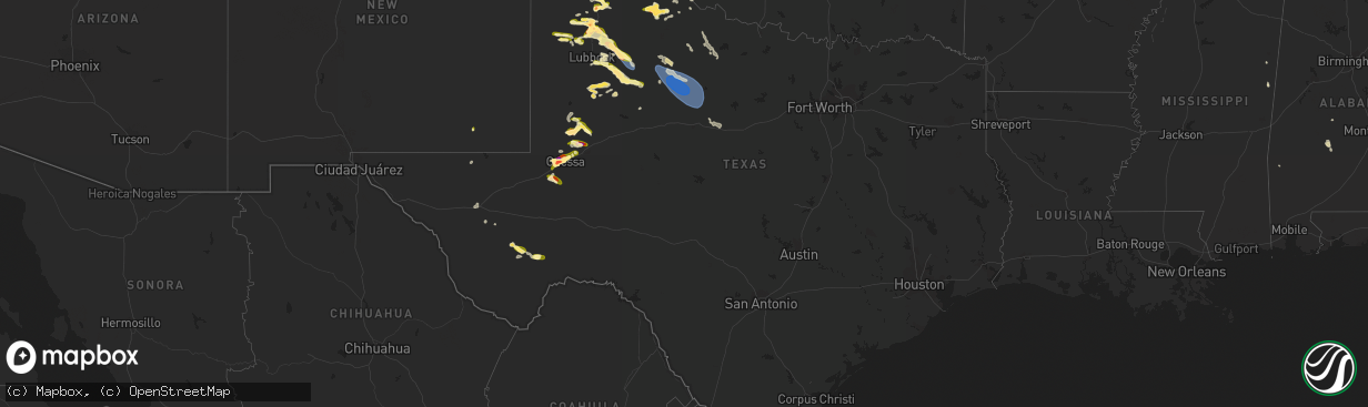 Hail map in Texas on May 22, 2023