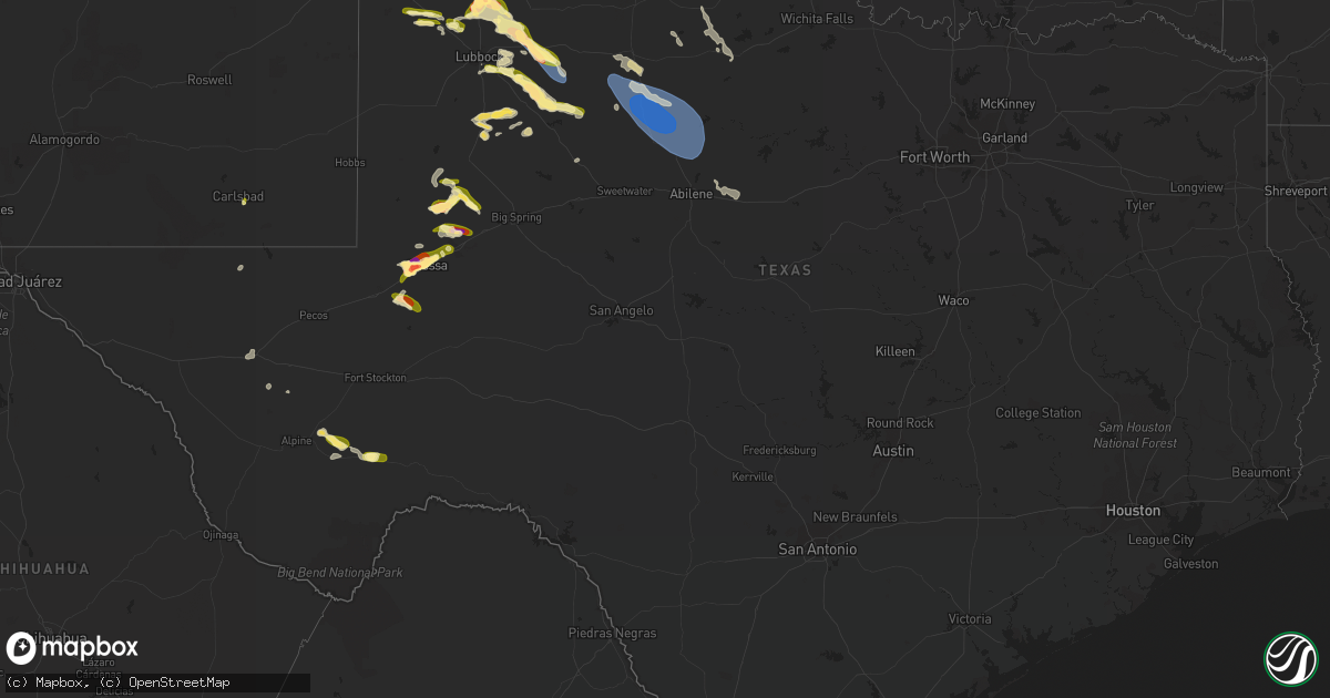 Hail map in Texas on May 22, 2023