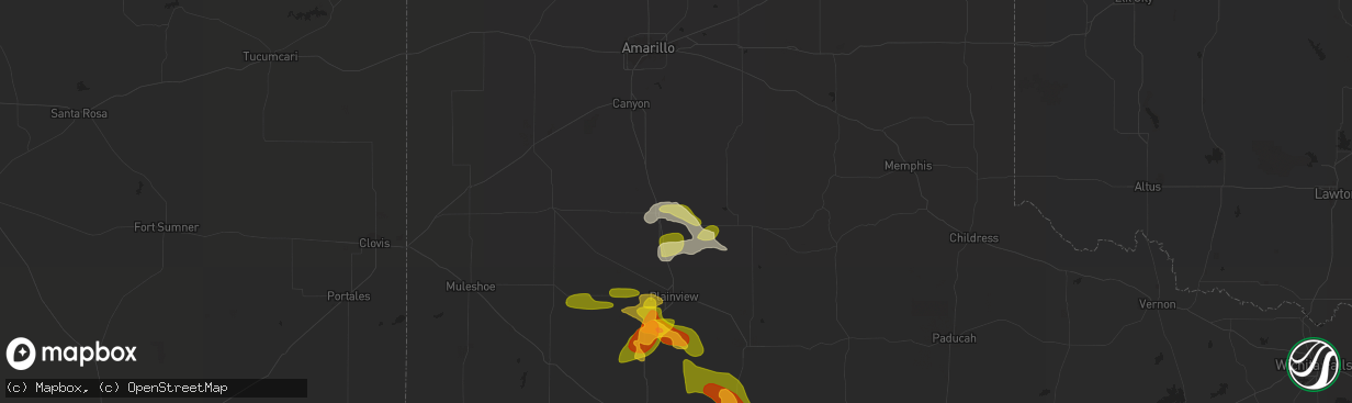 Hail map in Tulia, TX on May 22, 2023