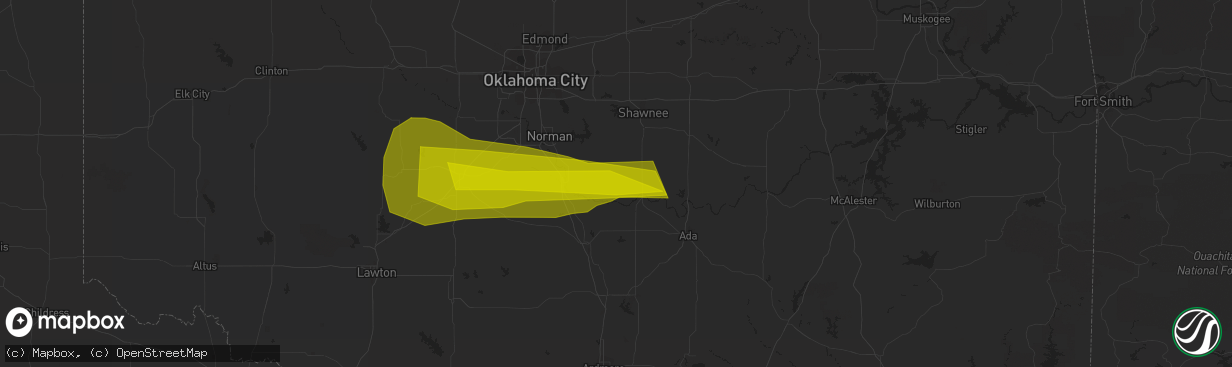 Hail map in Wanette, OK on May 22, 2023