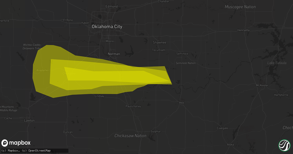 Hail map in Wanette, OK on May 22, 2023