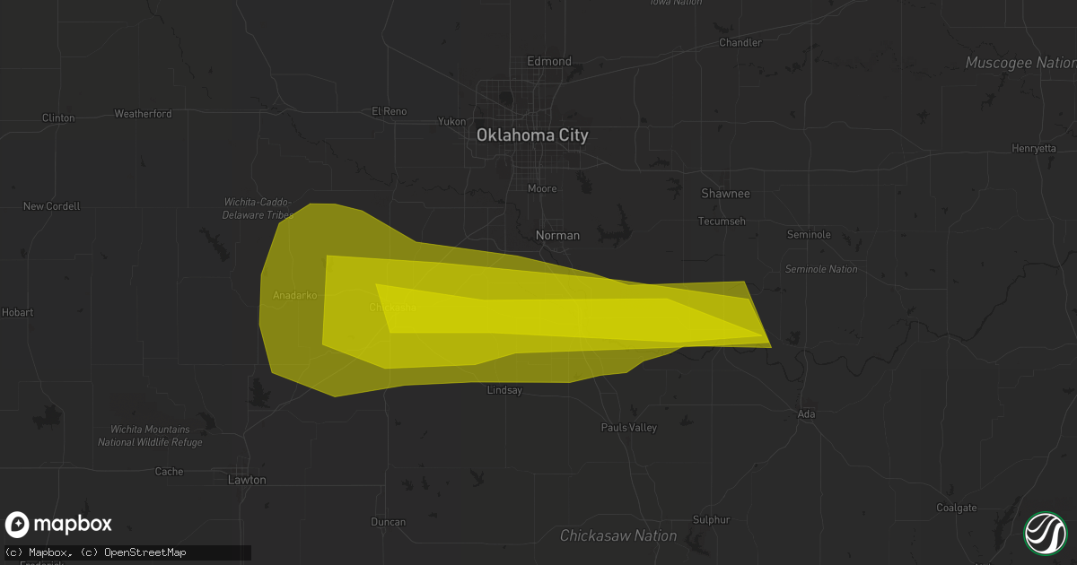 Hail map in Washington, OK on May 22, 2023