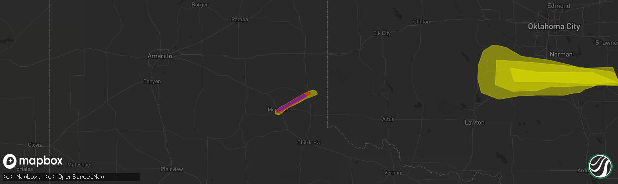 Hail map in Wellington, TX on May 22, 2023