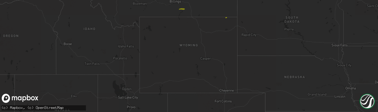 Hail map in Wyoming on May 22, 2023