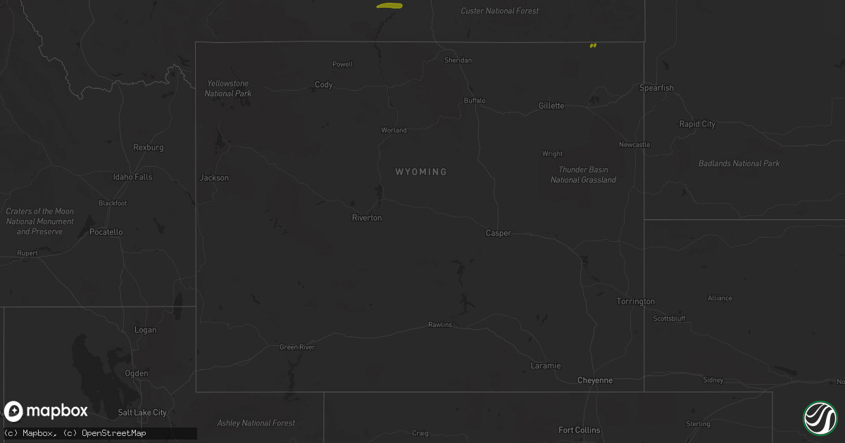 Hail map in Wyoming on May 22, 2023