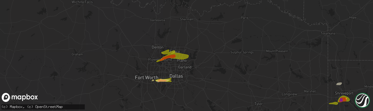 Hail map in Allen, TX on May 22, 2024