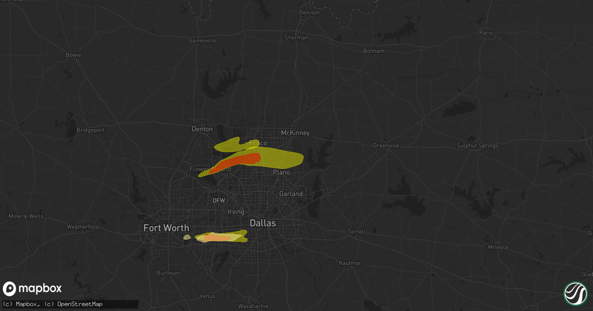 Hail map in Allen, TX on May 22, 2024