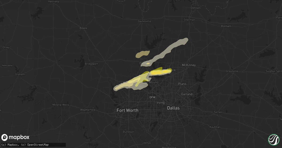 Hail map in Argyle, TX on May 22, 2024