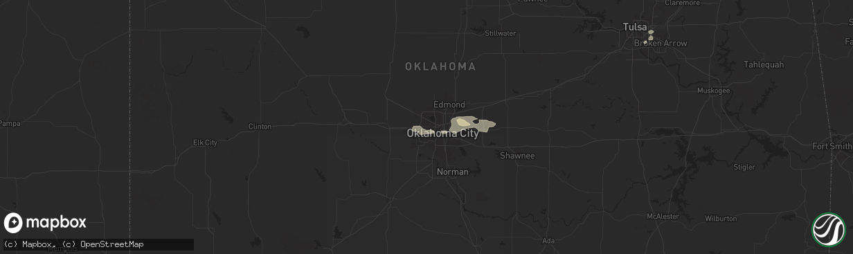 Hail map in Bethany, OK on May 22, 2024
