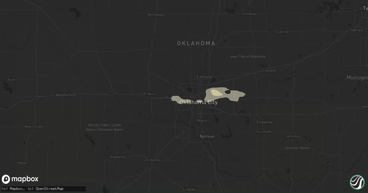 Hail map in Bethany, OK on May 22, 2024