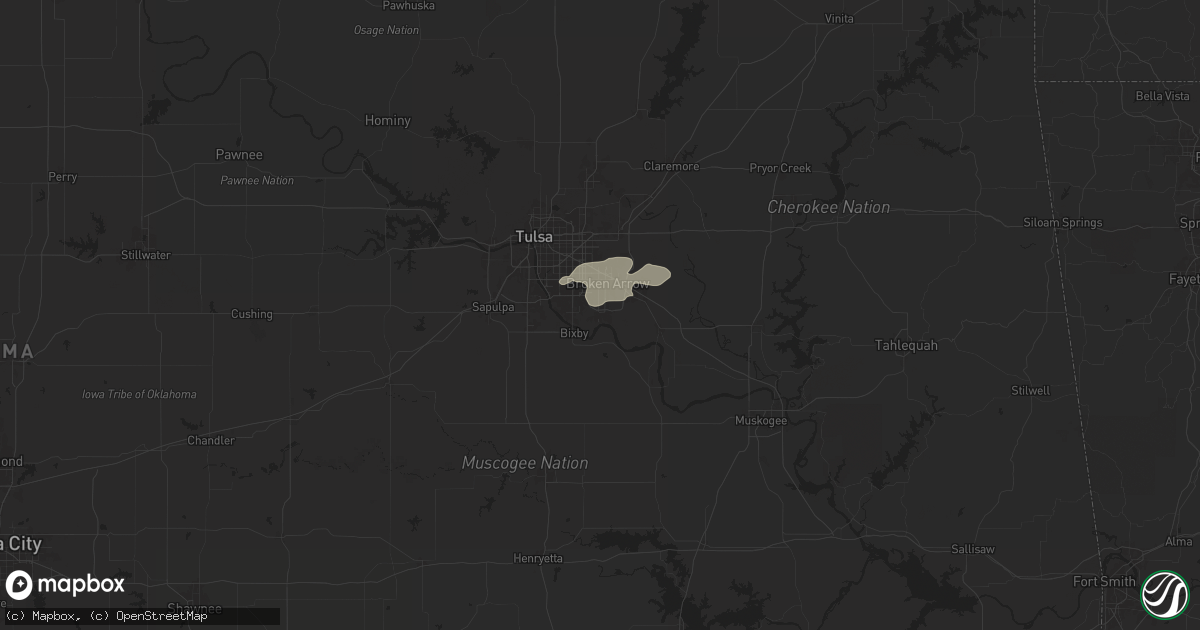 Hail map in Broken Arrow, OK on May 22, 2024